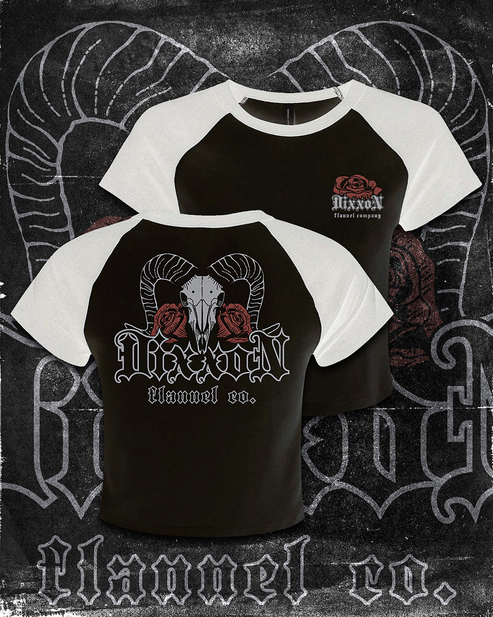 Women's Rebel Bloom Raglan Tee - Black & White - Dixxon Flannel Co.