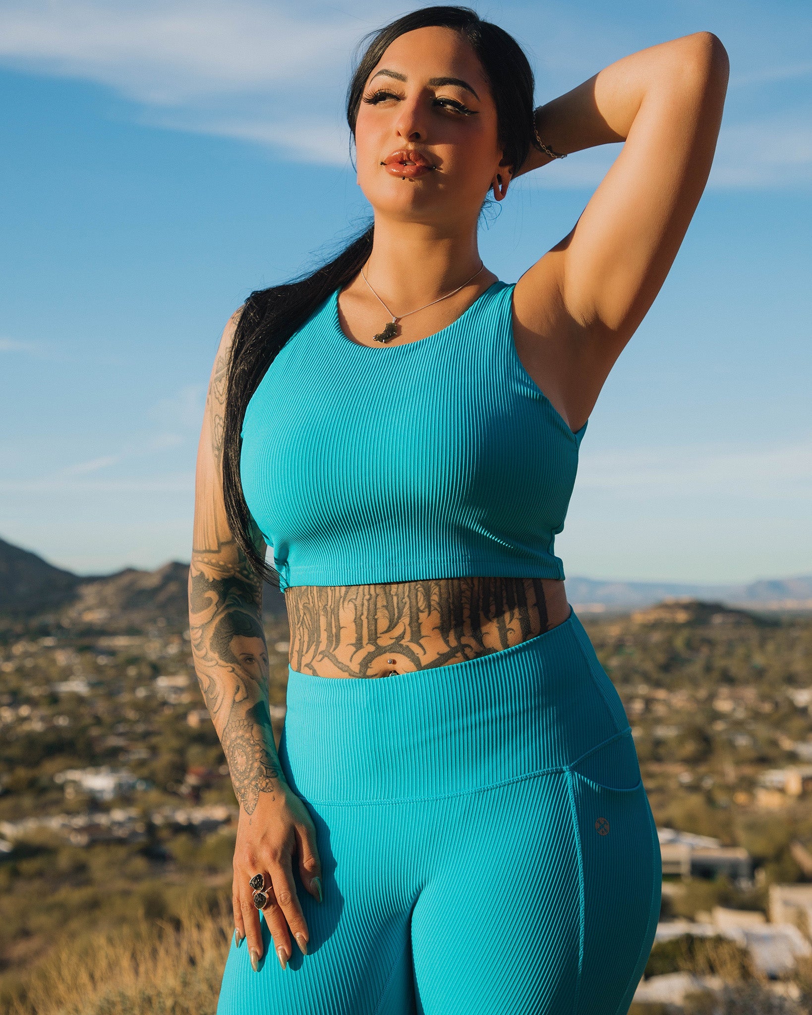 Women's Ribbed Crop Top - Blue - Dixxon Flannel Co.