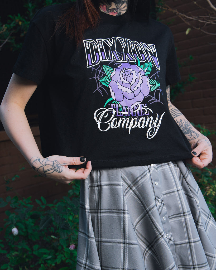 Women's Rose Crop Top - Black - Dixxon Flannel Co.