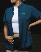 Women's Simple Mind Party Shirt - Black & Cyan - Dixxon Flannel Co.