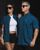 Women's Simple Mind Party Shirt - Black & Cyan - Dixxon Flannel Co.