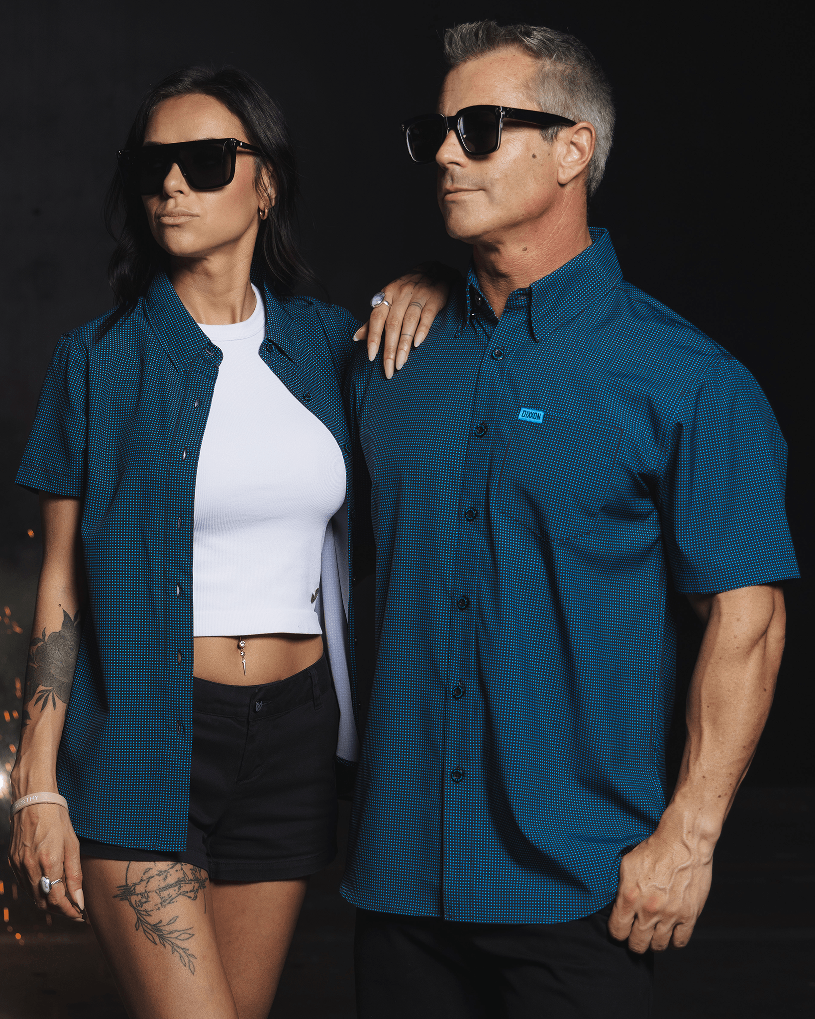 Women's Simple Mind Party Shirt - Black & Cyan - Dixxon Flannel Co.