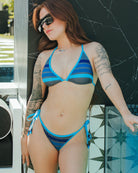 Women's Spicoli String Bikini Bottom - Gray & Blue - Dixxon Flannel Co.
