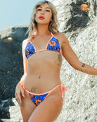 Women's Stay Gold String Bikini Bottom - Navy & Peach - Dixxon Flannel Co.