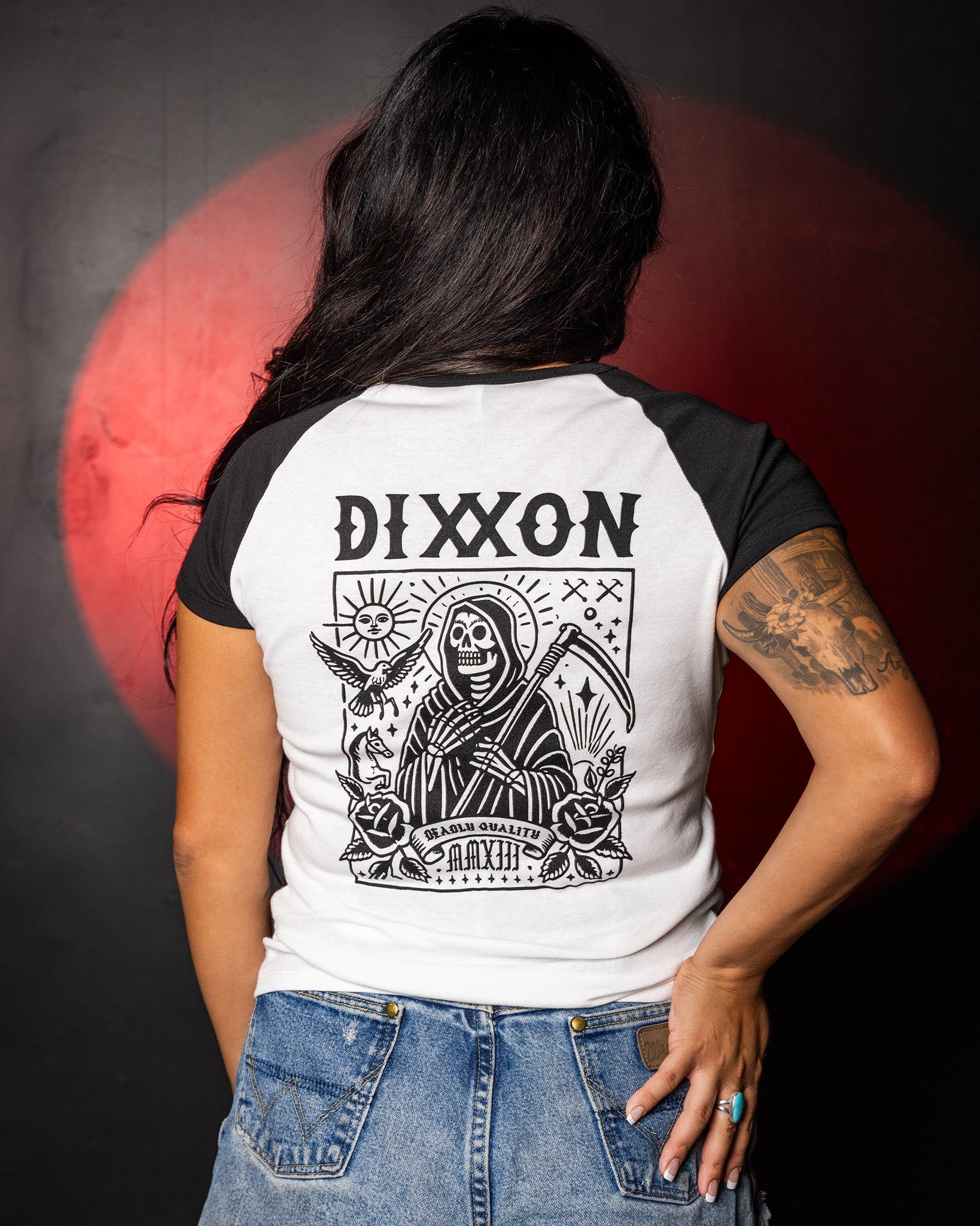 Women's Tarot Raglan Tee - White & Black - Dixxon Flannel Co.