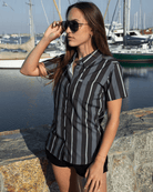 Women's The Marina Party Shirt - Gray & Black - Dixxon Flannel Co.