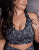 Women's Untamed Sports Bra - Gray Snakeskin - Dixxon Flannel Co.