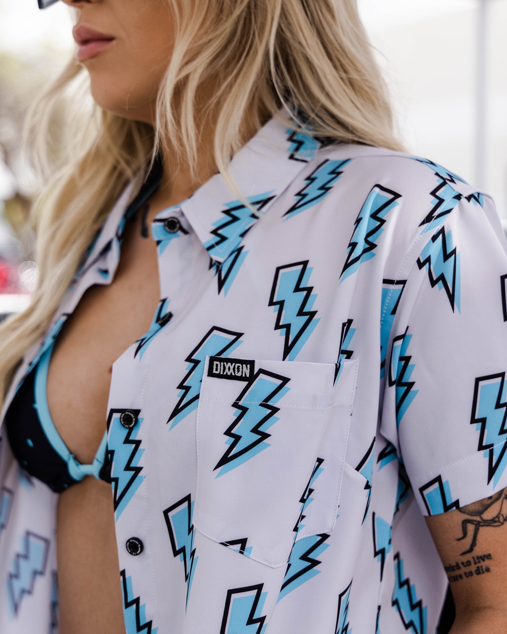 Women's Voltage Party Shirt - Gray & Blue - Dixxon Flannel Co.