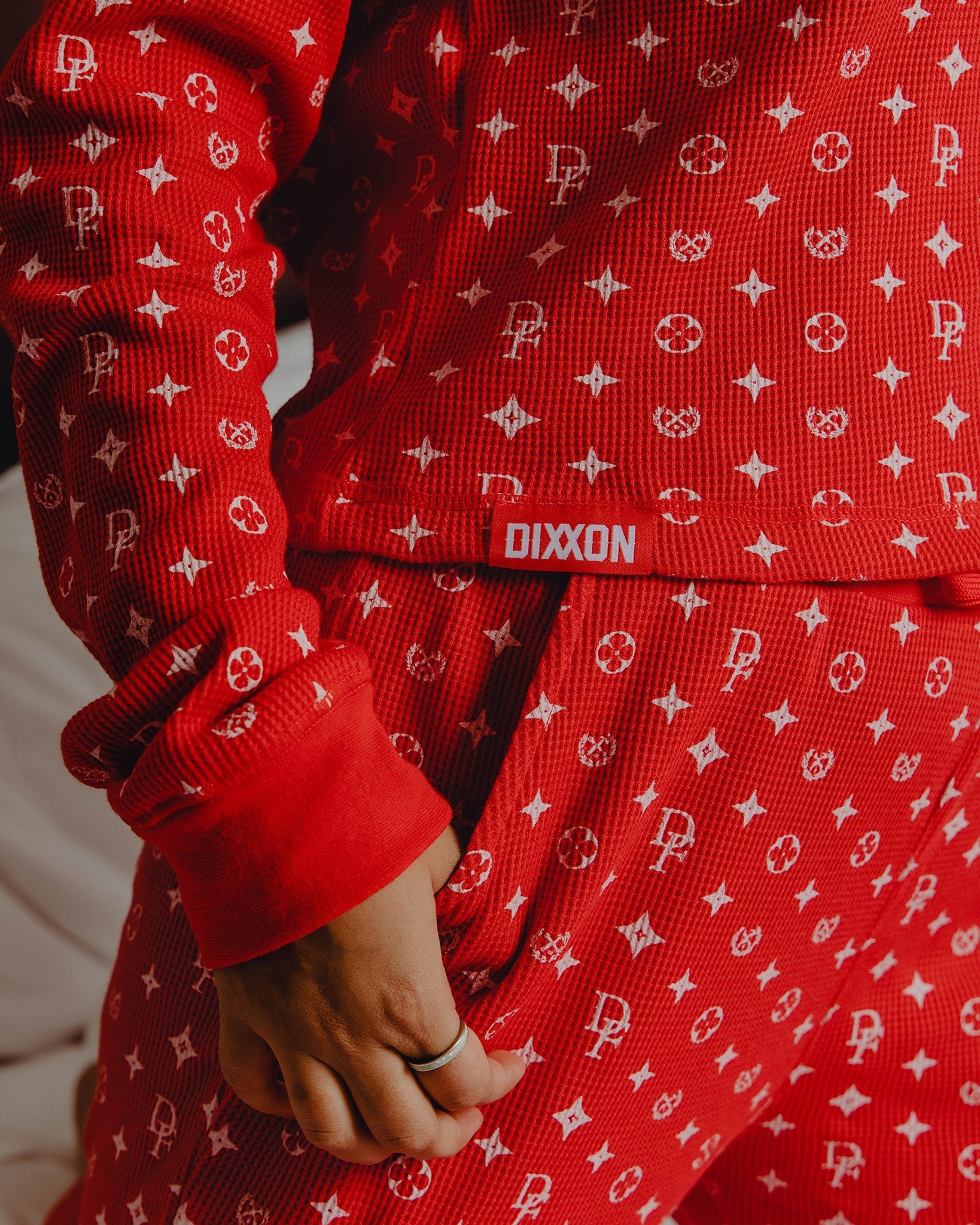 Women's Waffle Knit Joggers - Red & White Bougie | Dixxon Flannel Co.