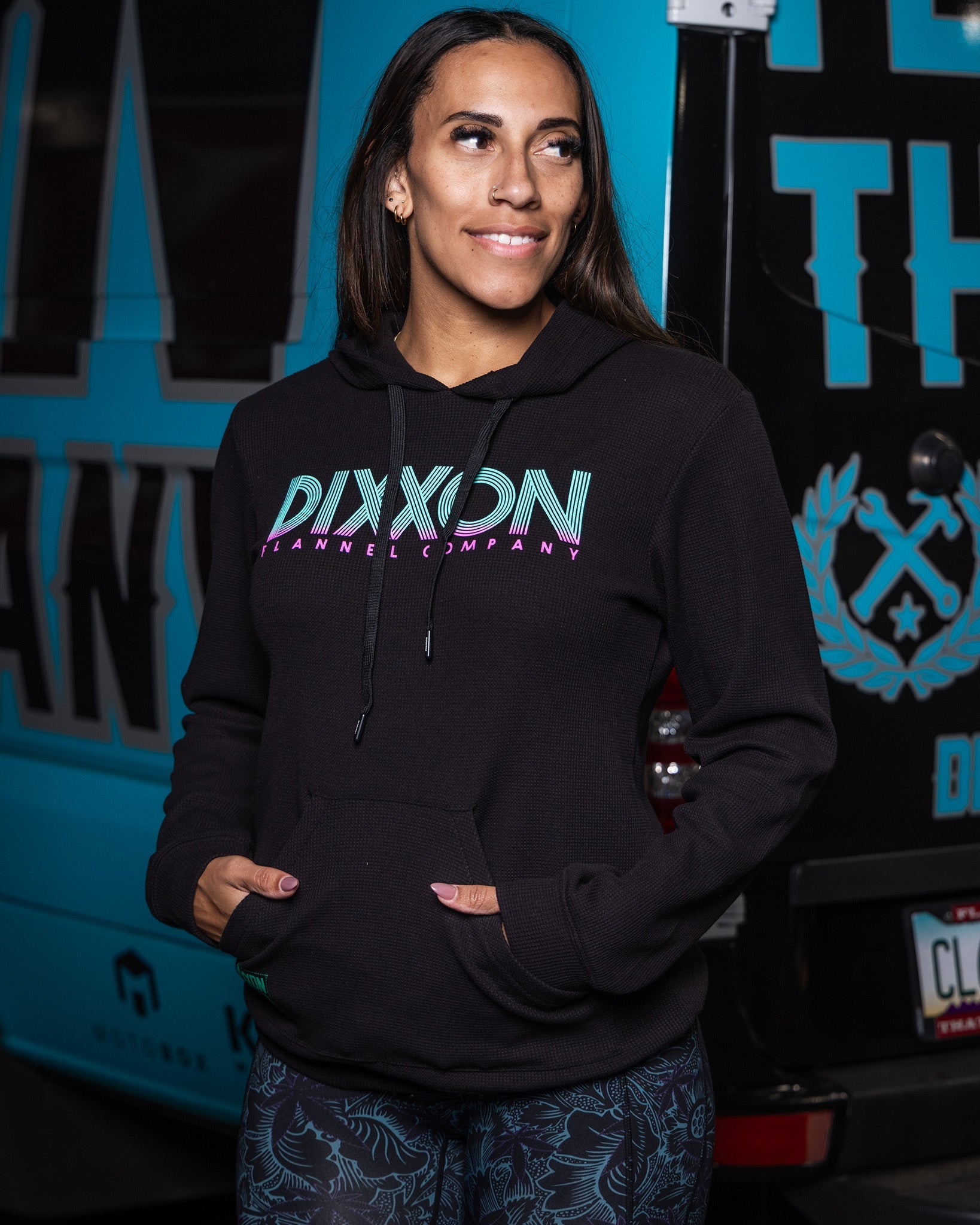 Dixxon Women's Black Waffle Knit Hoodie: Shop Now | Dixxon 2026