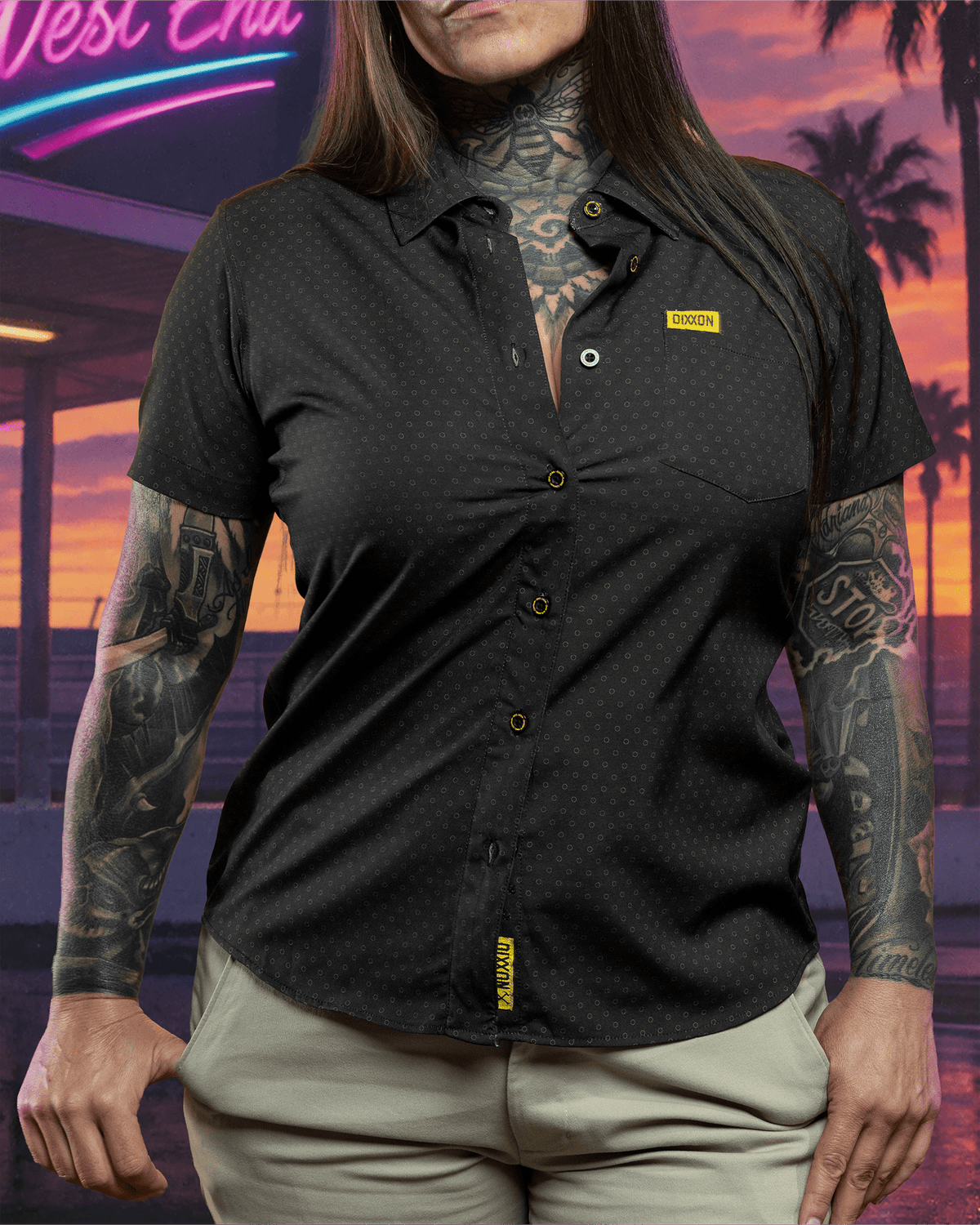 Women's West End Party Shirt - Black & Gold - Dixxon Flannel Co. view 4