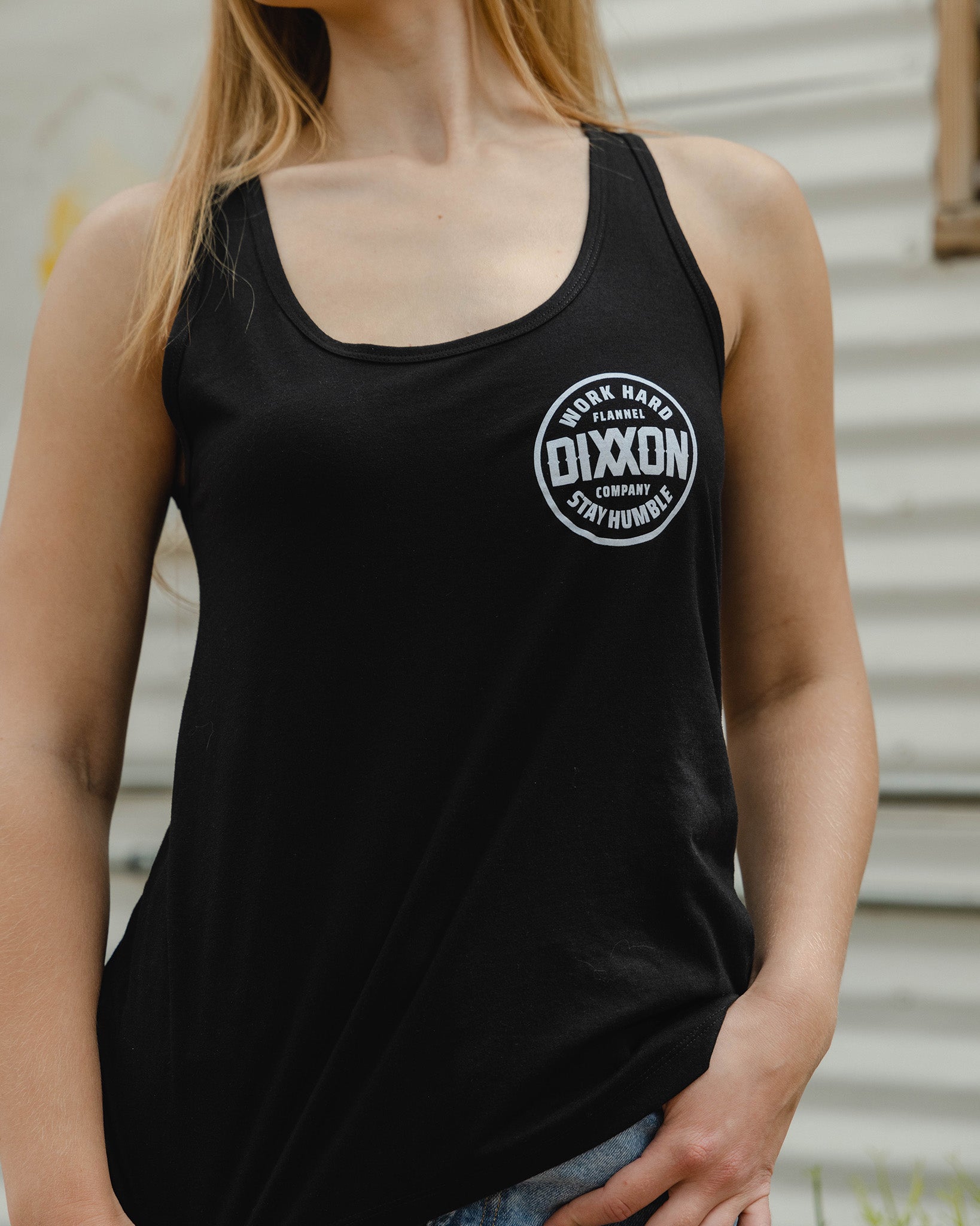 White Nuevo Corpo Tank - Black: Shop Dixxon Women's Apparel