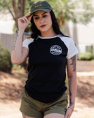 Women's White Nuevo Corpo Raglan Short Sleeve - White & Black - Dixxon Flannel Co.