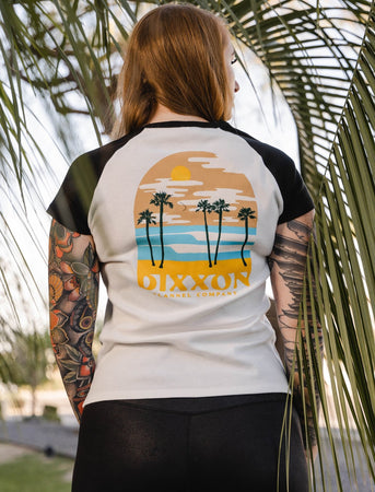 Women's Yellow Ocean Raglan Tee - White & Black | Dixxon Flannel Co.