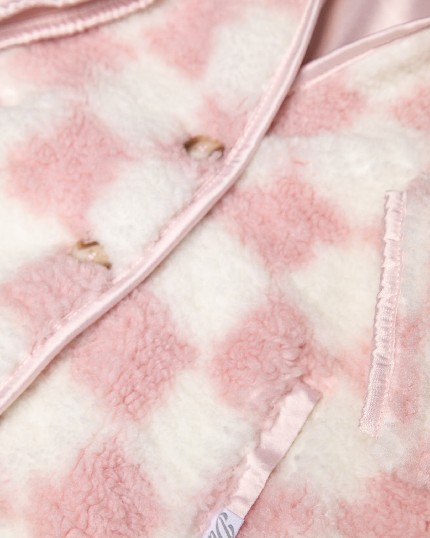 Youth Checkered Sherpa Cardigan - Pink & Cream - Dixxon Flannel Co.