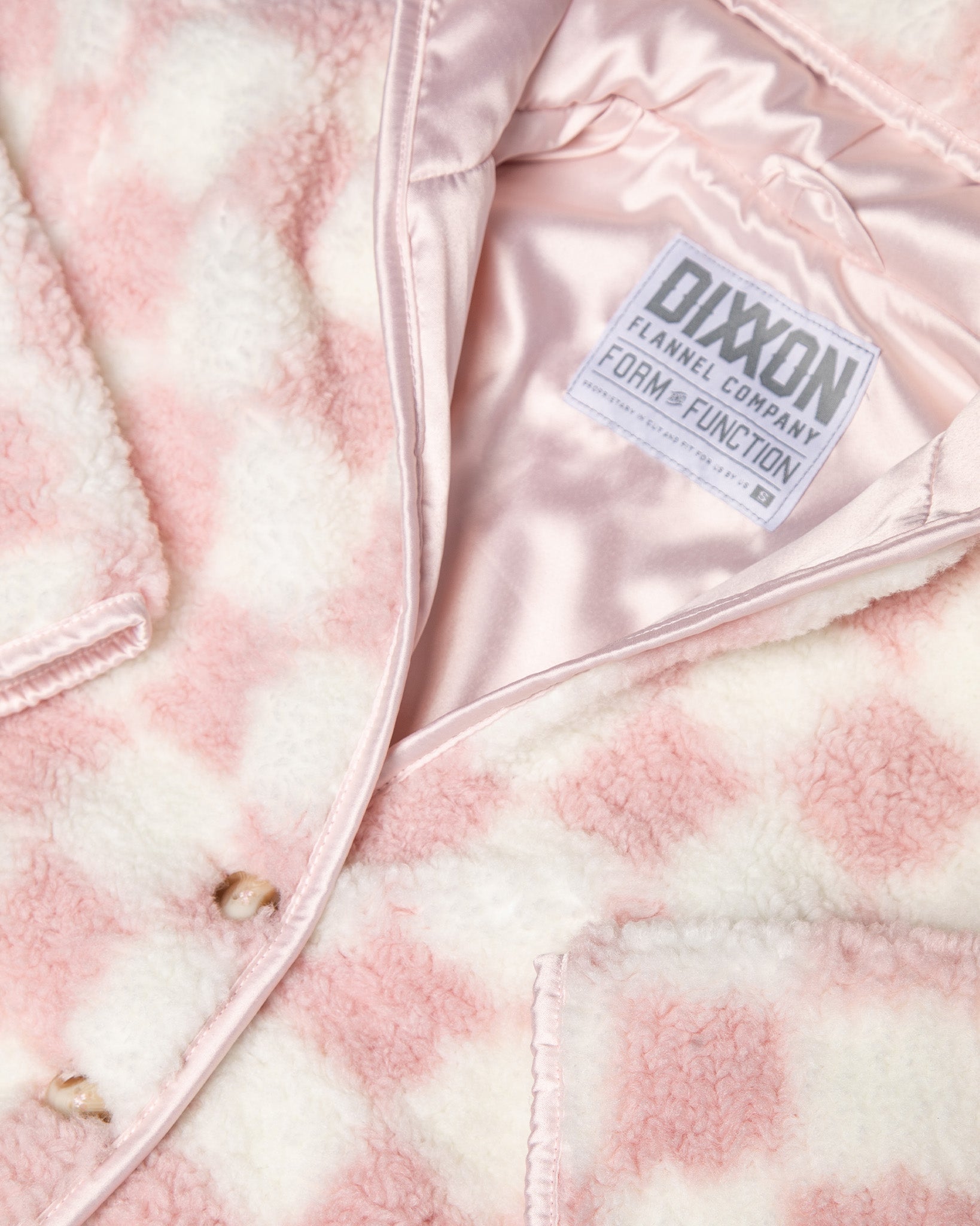 Youth Checkered Sherpa Cardigan - Pink & Cream - Dixxon Flannel Co.