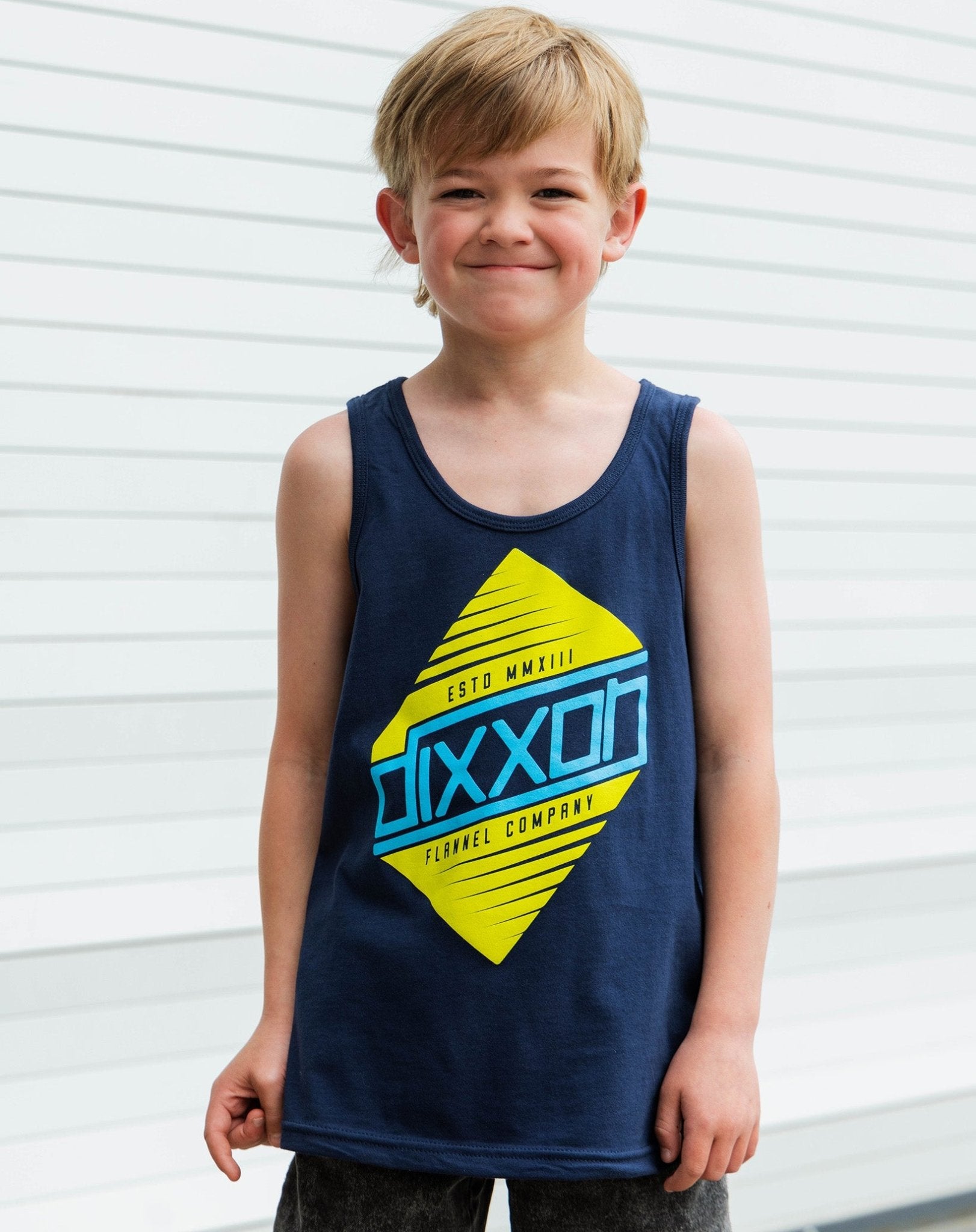 Youth Neon Green Speedy Tank - Navy - Dixxon Flannel Co.