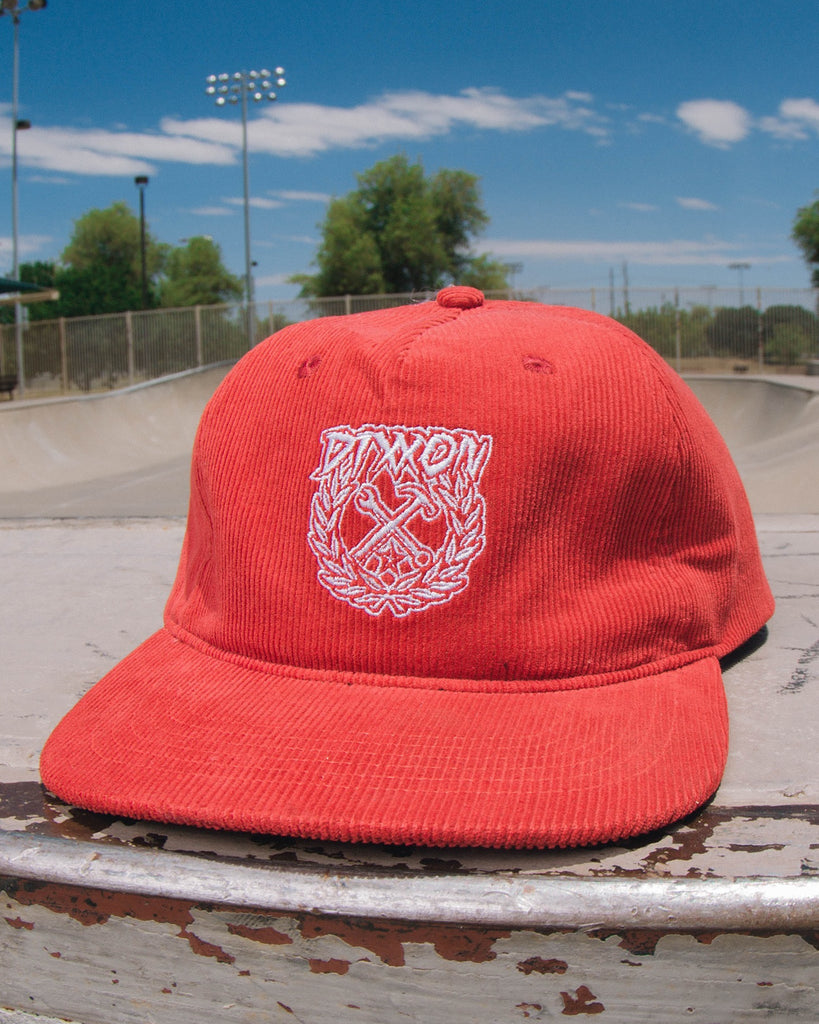 5-Panel Corduroy Party Crest Hat - Maroon - Dixxon Flannel Co.