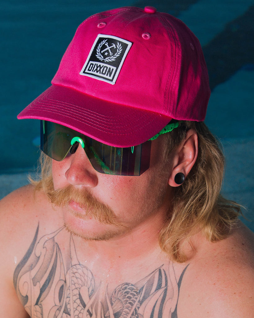 6-Panel Curved Bill Box Crest Hat - Pink - Dixxon Flannel Co.