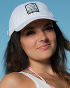 6-Panel Curved Bill Box Crest Hat - White & Black - Dixxon Flannel Co.
