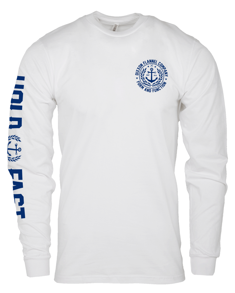 Anchor Crest Long Sleeve T-Shirt - White & Navy - Dixxon Flannel Co.