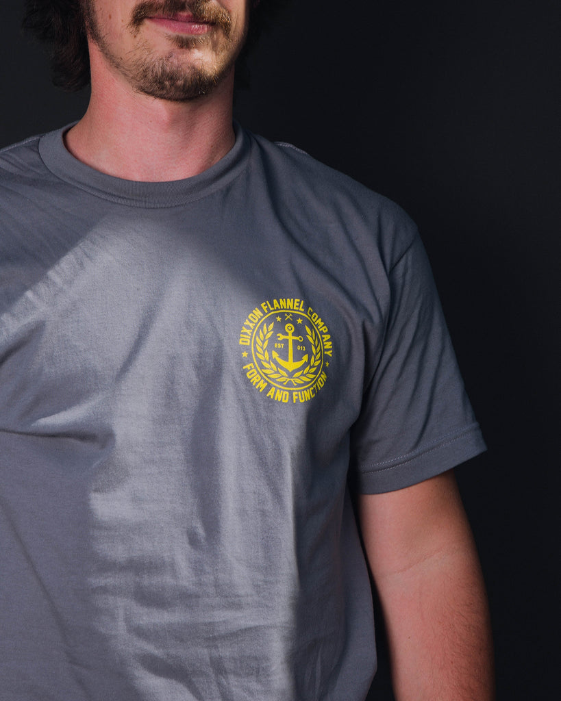 Anchor Crest T-Shirt - Gray & Yellow - Dixxon Flannel Co.