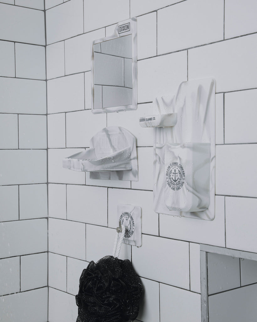 Anti-Fog Adhesive Shower Mirror - White Marble - Dixxon Flannel Co.