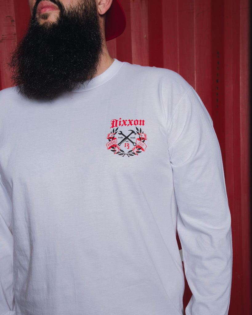 Award Long Sleeve T-Shirt - White, Black, & Red - Dixxon Flannel Co.