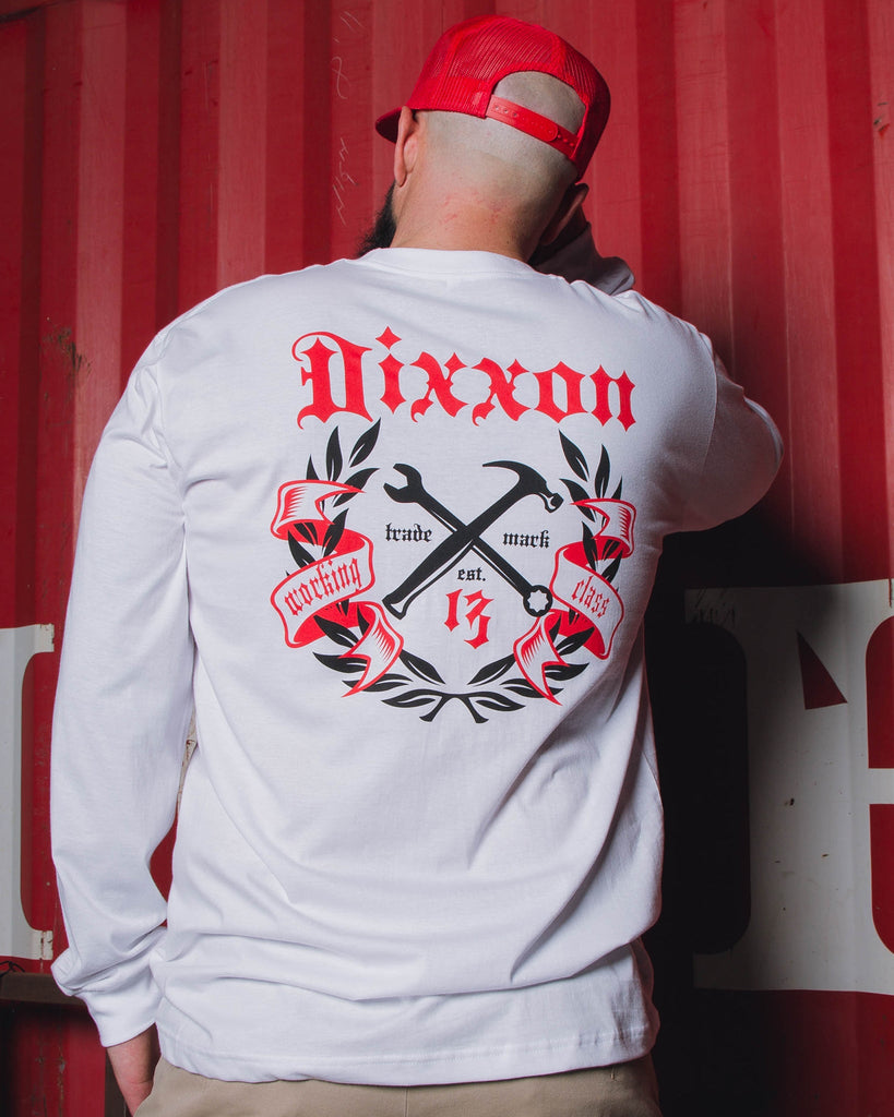 Award Long Sleeve T-Shirt - White, Black, & Red - Dixxon Flannel Co.