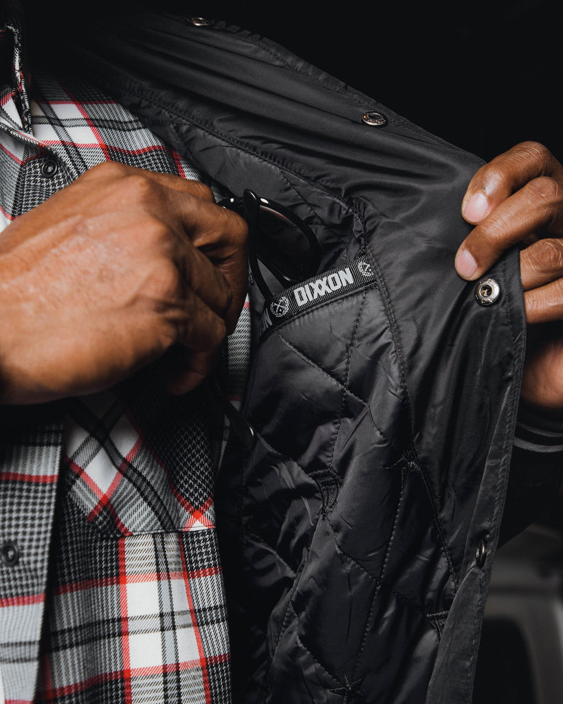 Black Pastime Nylon Varsity Jacket - Dixxon Flannel Co.