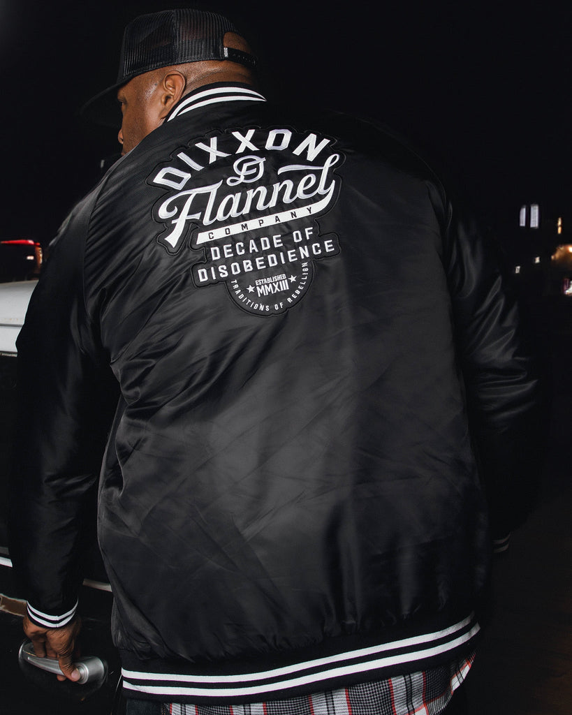 Black Pastime Nylon Varsity Jacket - Dixxon Flannel Co.