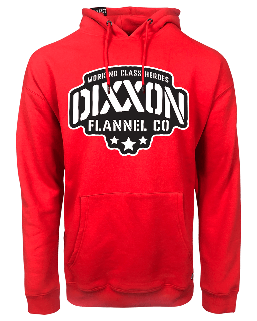 Black Stencil Pullover Hoodie - Red - Dixxon Flannel Co.
