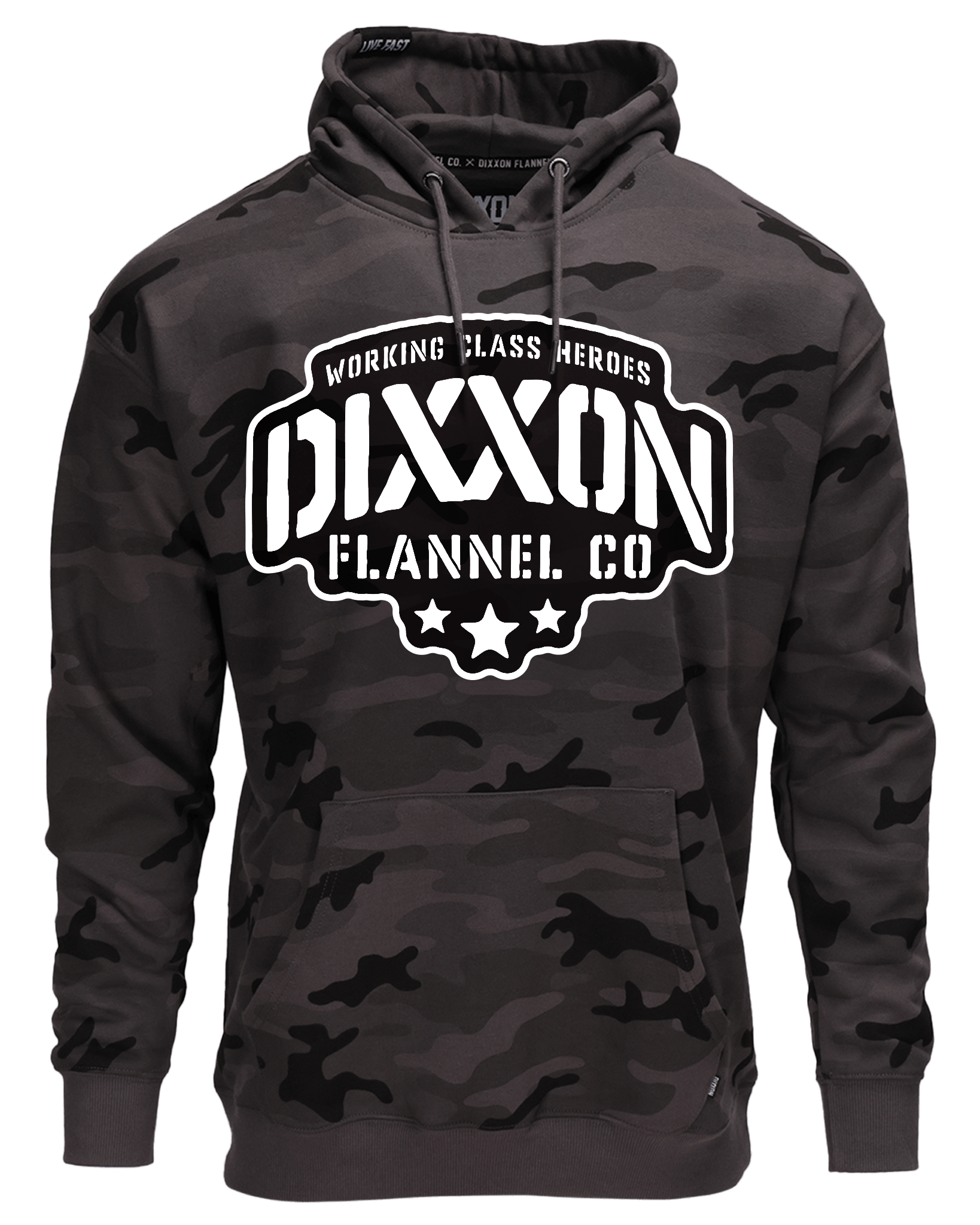 Black White Stencil Pullover Hoodie Black Camo