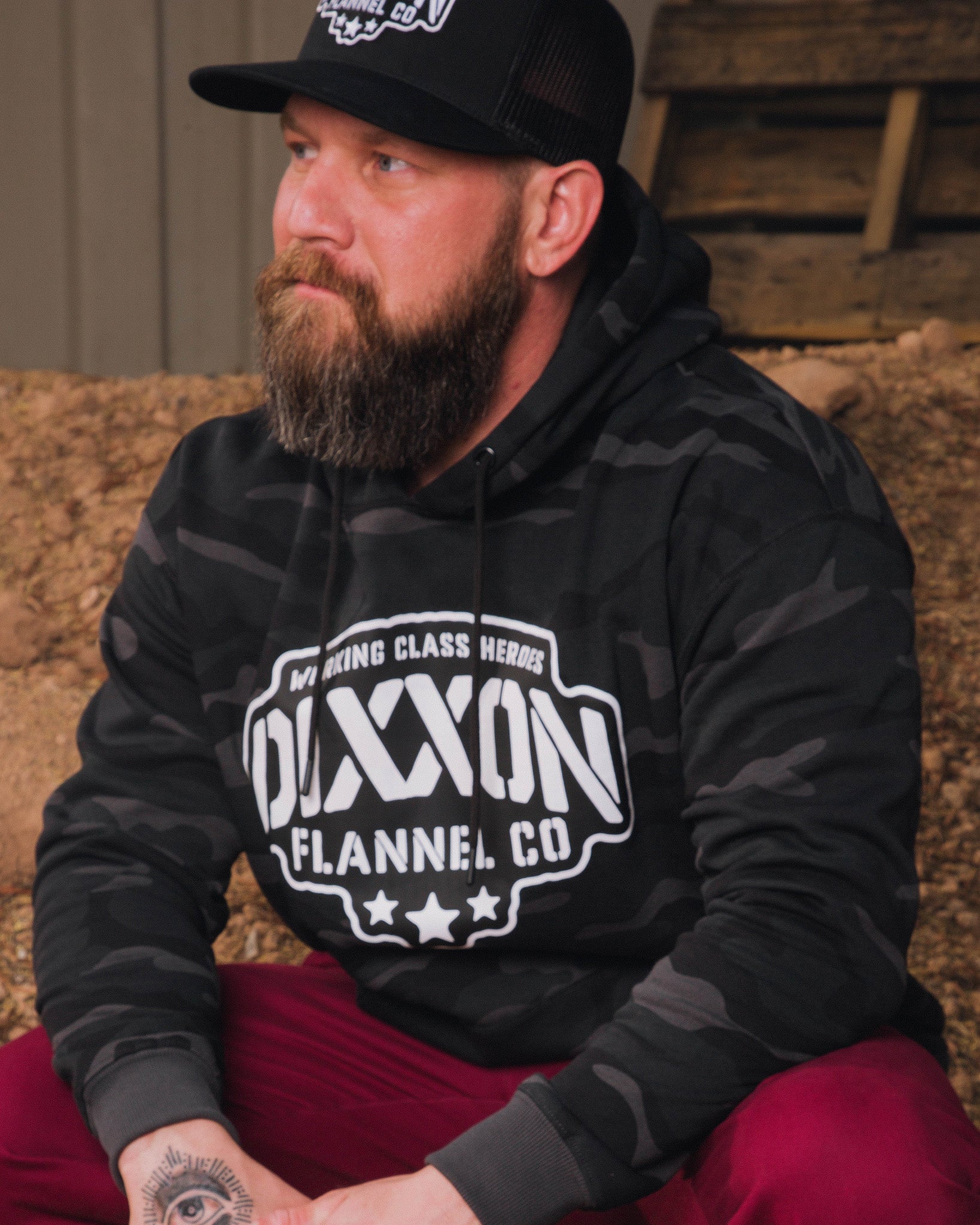 Black & White Stencil Pullover Hoodie - Camo - Dixxon Flannel Co.