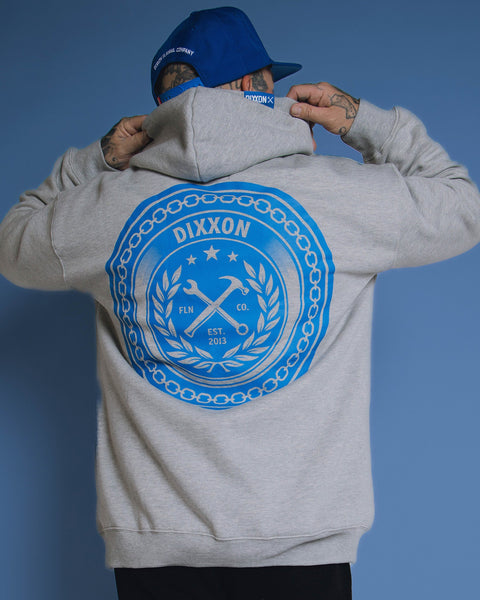 イングランド製！THE HARDWEAR CLOTHING COMPANY blue-chain-badge-zip-up-