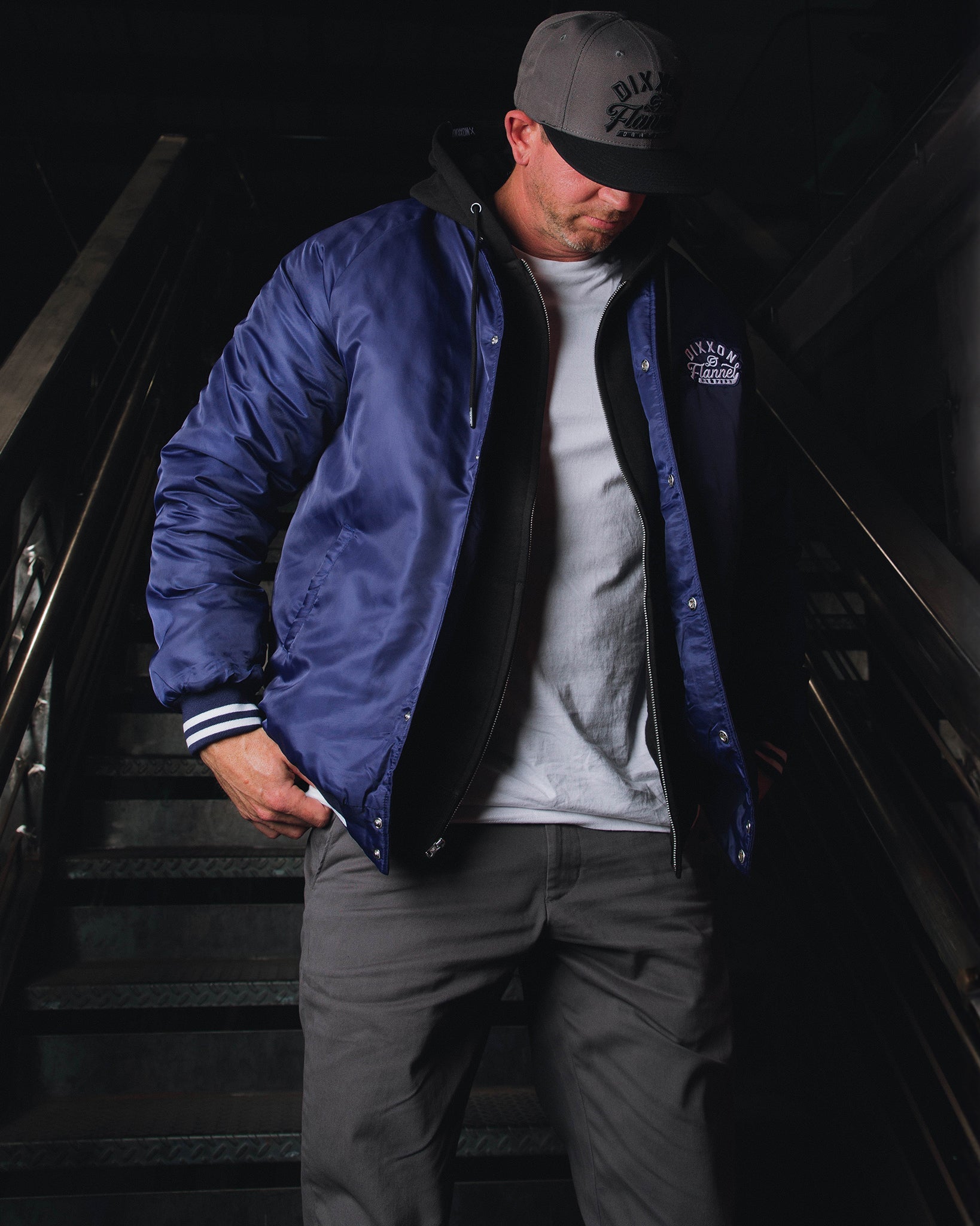 Blue Pastime Nylon Varsity Jacket - Dixxon Flannel Co.