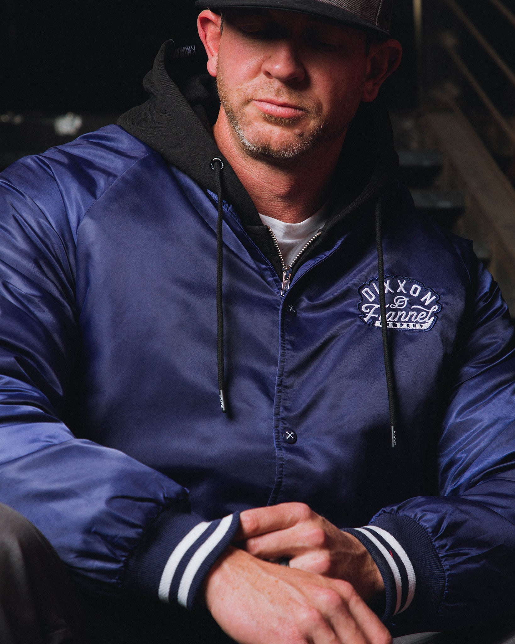Blue Pastime Nylon Varsity Jacket - Dixxon Flannel Co.
