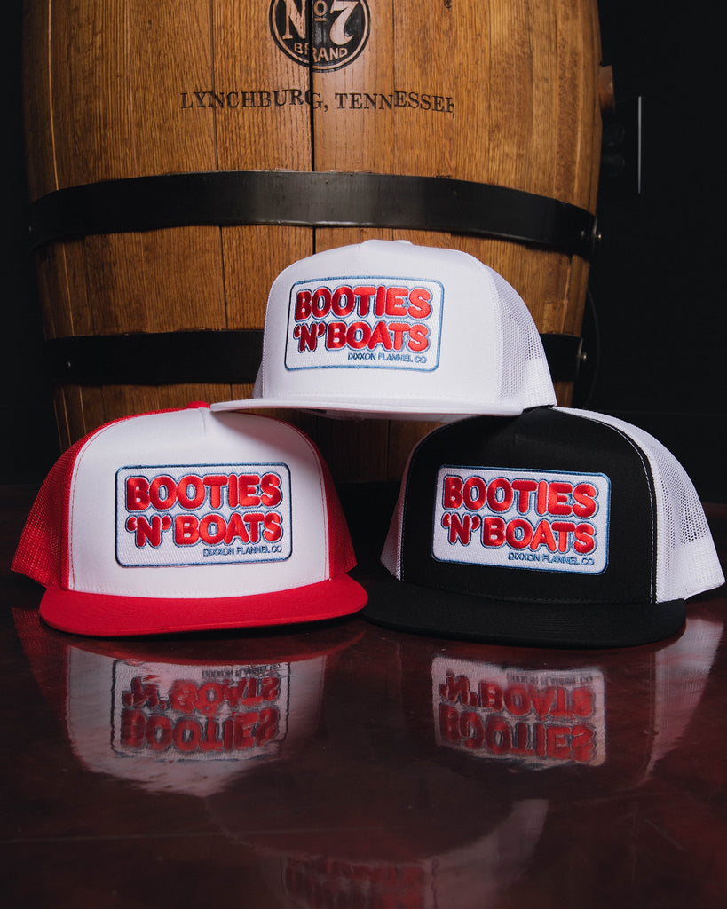 Booties N' Boats Flat Bill Trucker Snapback - Dixxon Flannel Co.