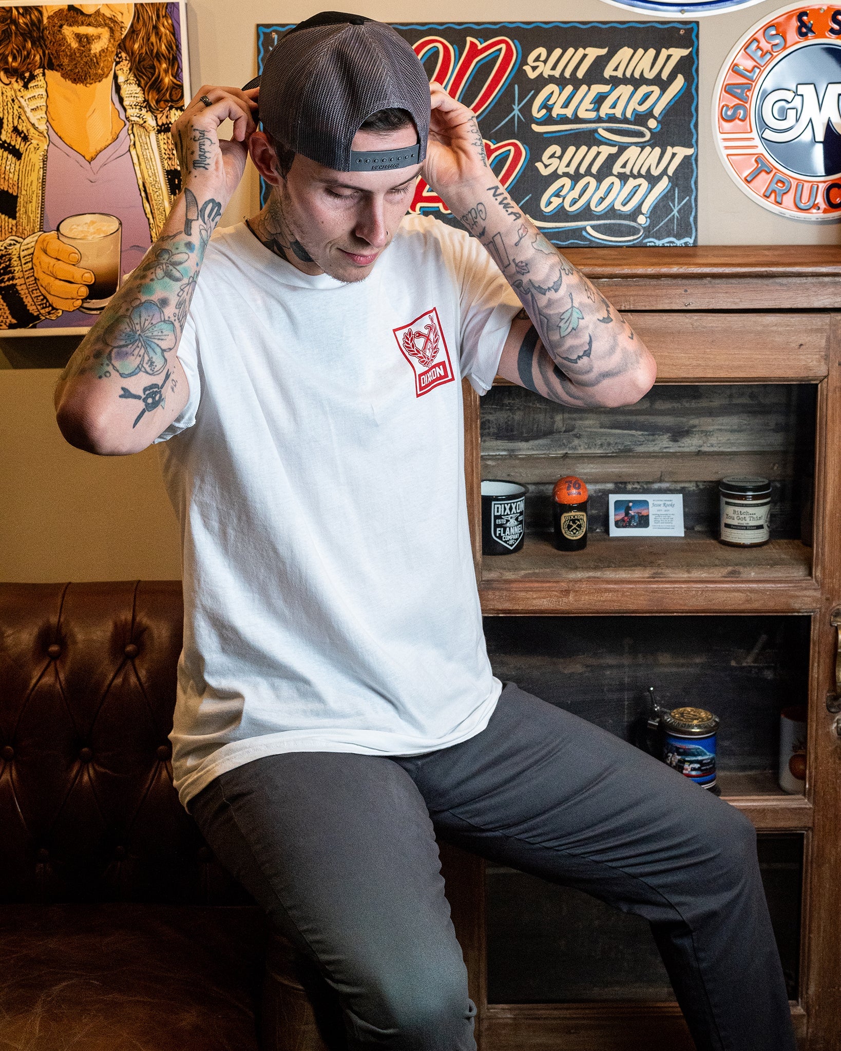 Box Crest T-Shirt - White & Red - Dixxon Flannel Co.