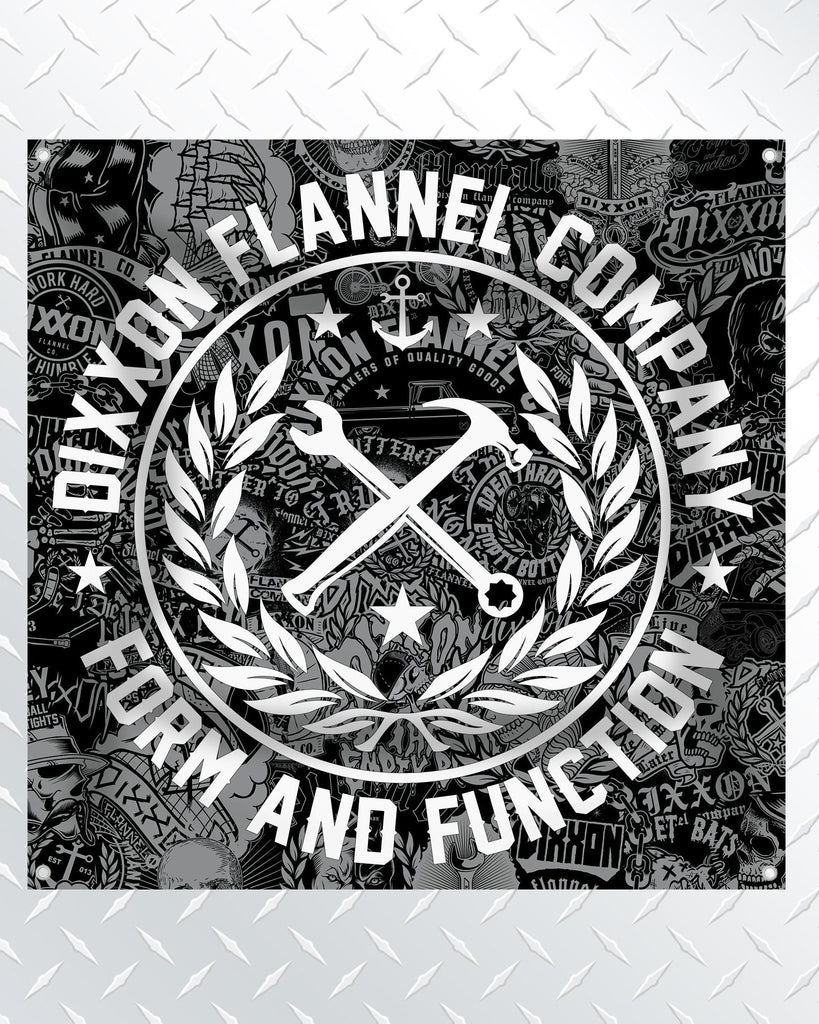Collage Crest Vinyl Garage Banner - 36" x 36" - Dixxon Flannel Co.