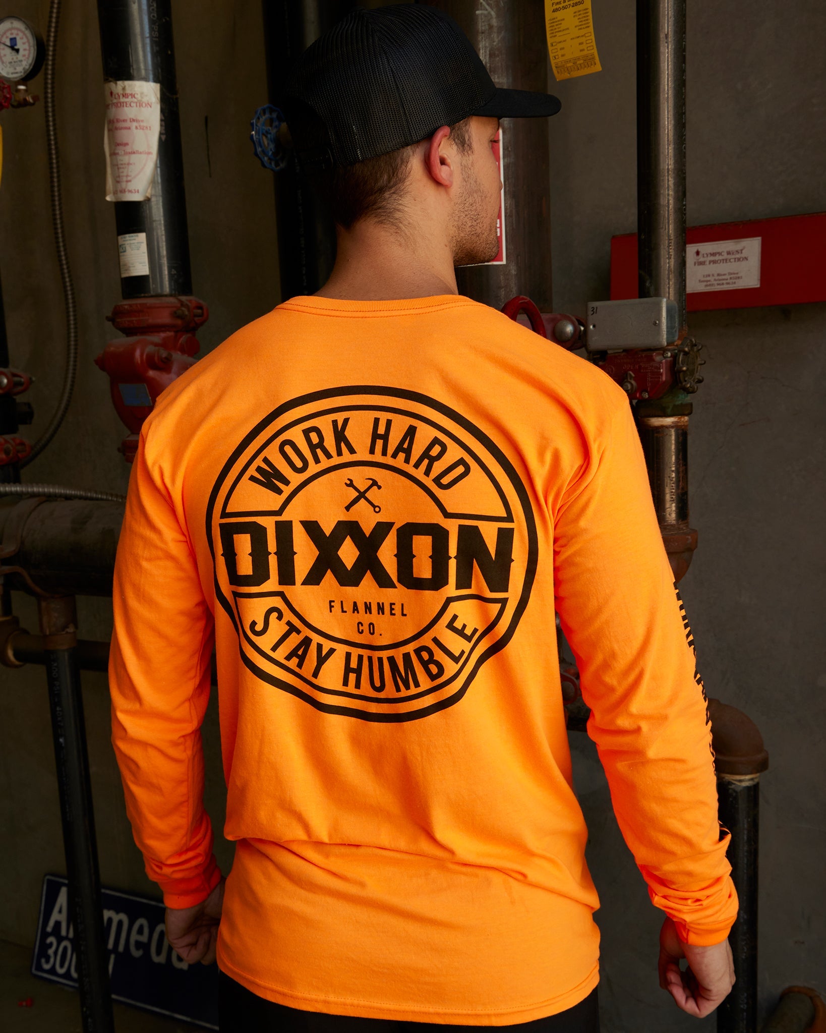 Dixxon Corpo Hi Vis Long Sleeve T-Shirt - Orange | Shop Now