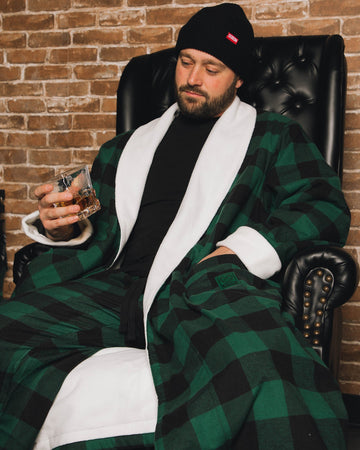 Sale‼️ pheeny    rayon ombre check robe Men's Organic-Pima-Cotton Flannel Robe | Garnet Hill