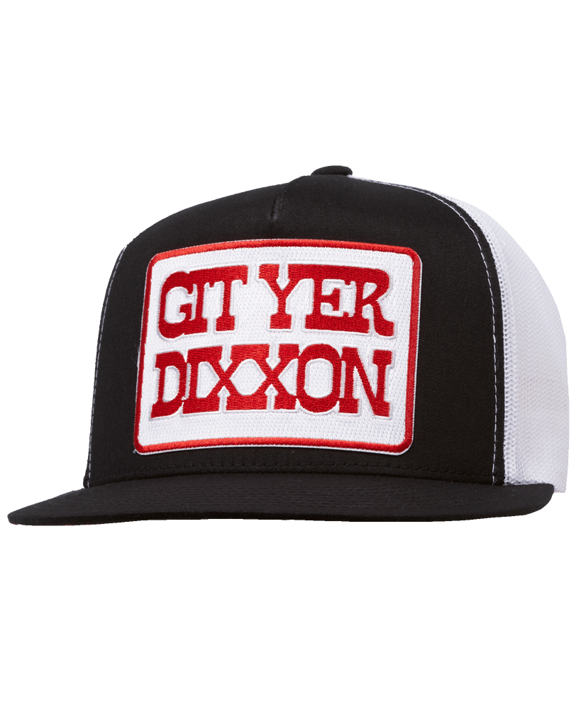Git Yer Dixxon Flat Bill Trucker Snapback - Red & White - Dixxon Flannel Co.