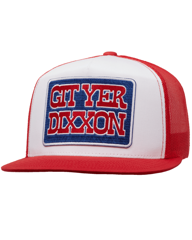 Git Yer Dixxon Flat Bill Trucker Snapback - Red, White, & Blue - Dixxon Flannel Co.