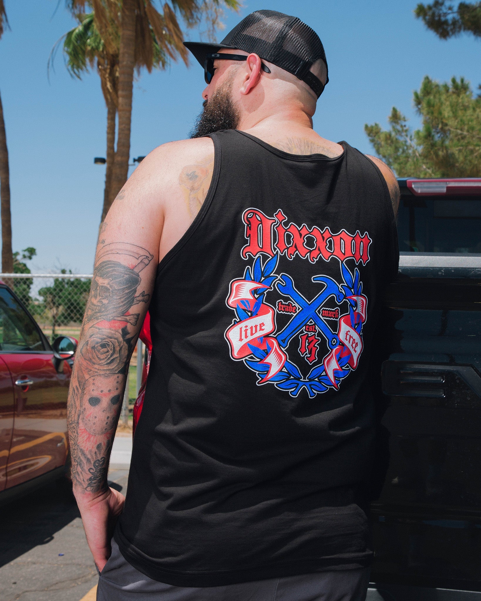 Live Free Award Crest Tank - Red, White, & Blue - Dixxon Flannel Co.