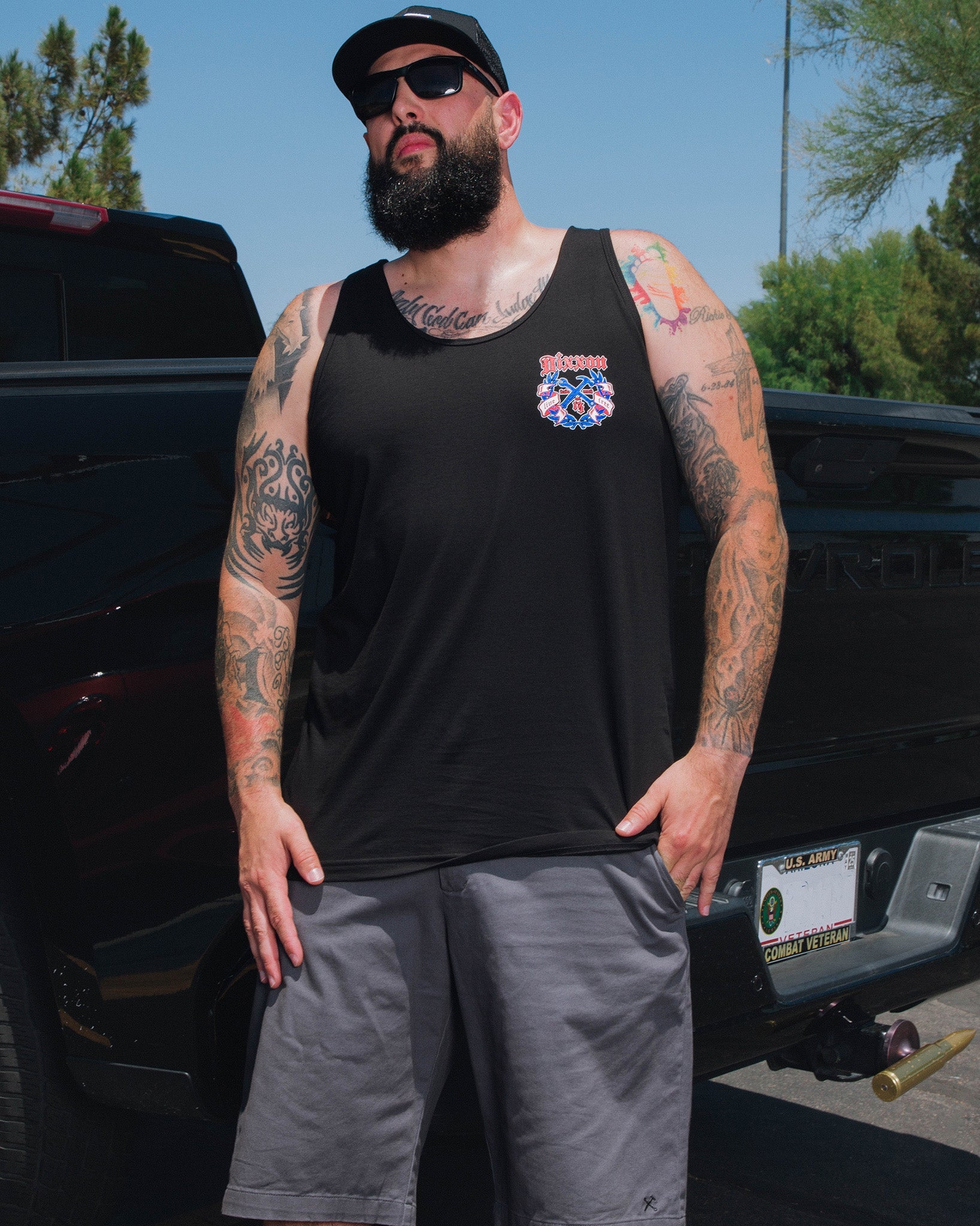 Live Free Award Crest Tank - Red, White, & Blue - Dixxon Flannel Co.