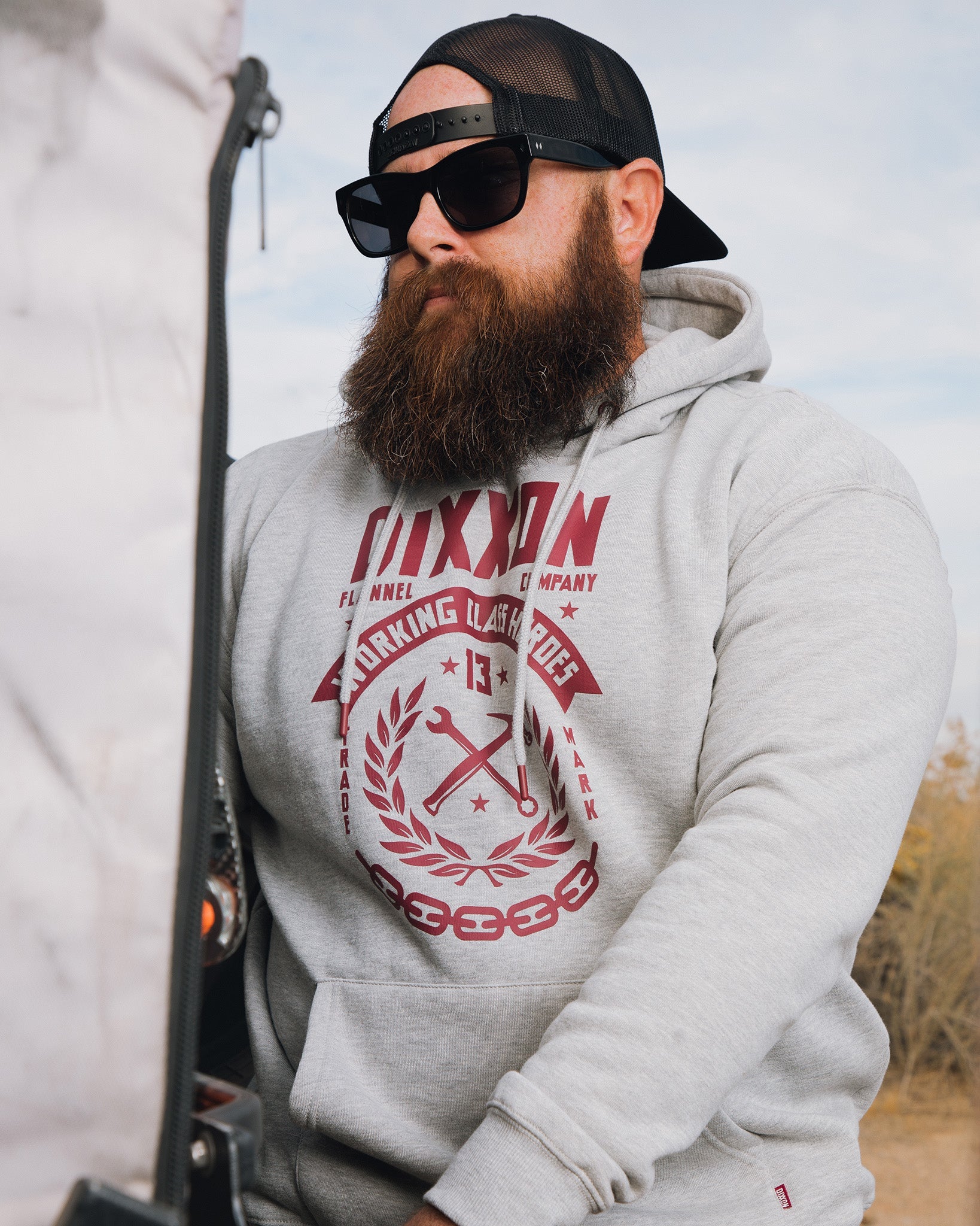 Maroon Weld Pullover Hoodie - Heather Gray - Dixxon Flannel Co.