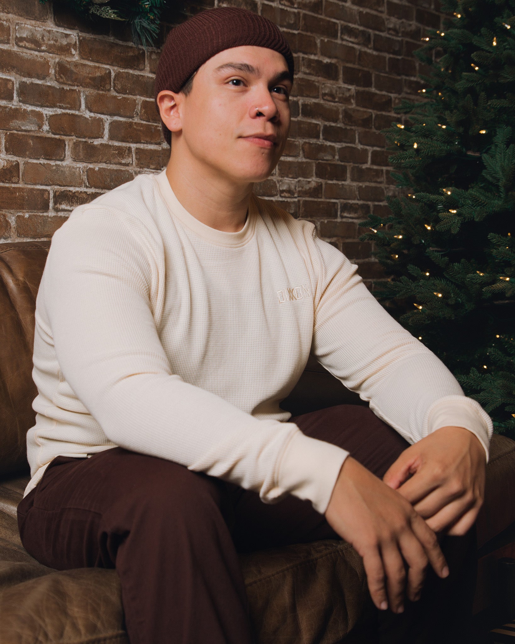 Men's Waffle Knit Long Sleeve T-Shirt - Ivory - Dixxon Flannel Co.