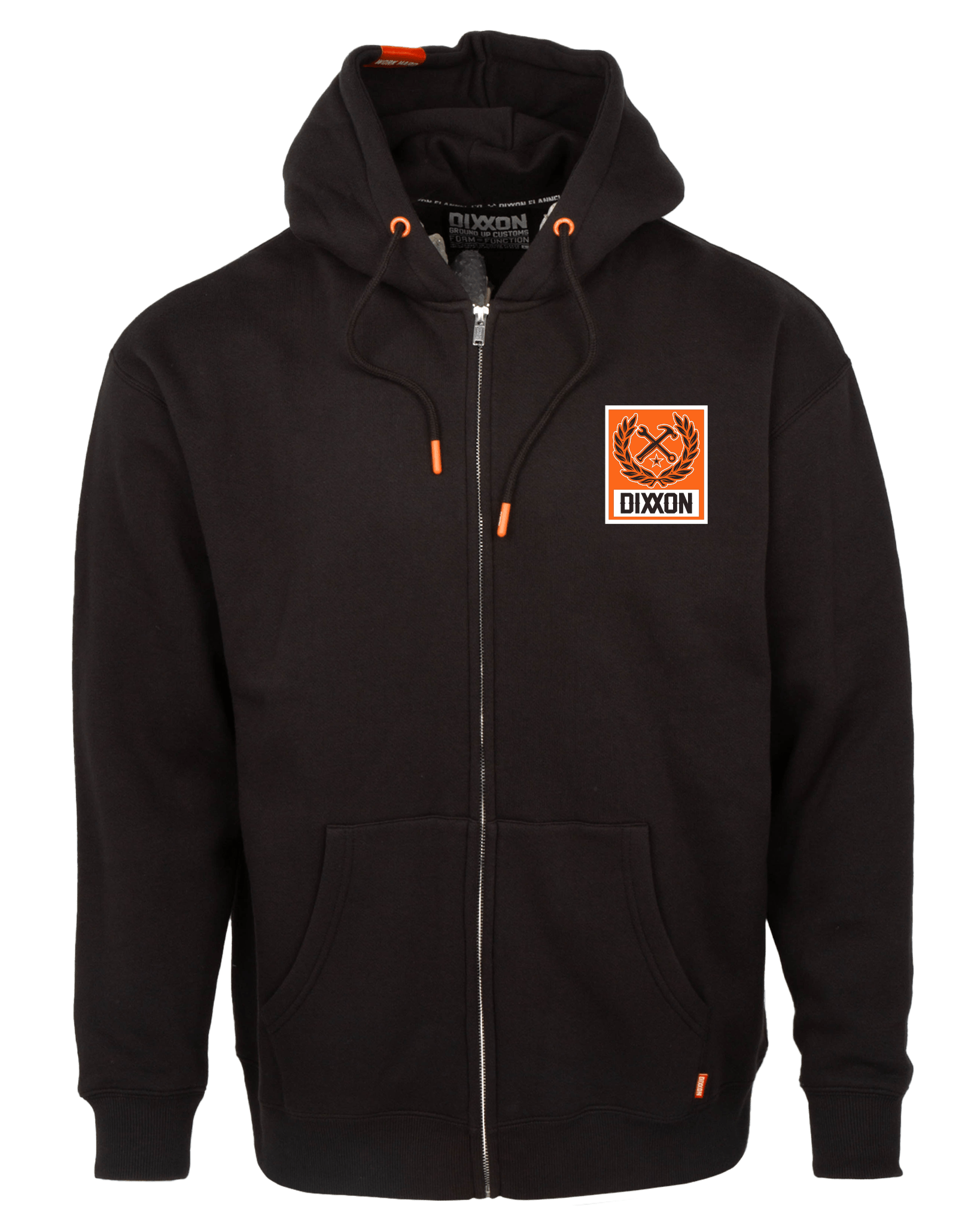 Black Orange Box Crest Hoodie by Dixxon: Shop Now