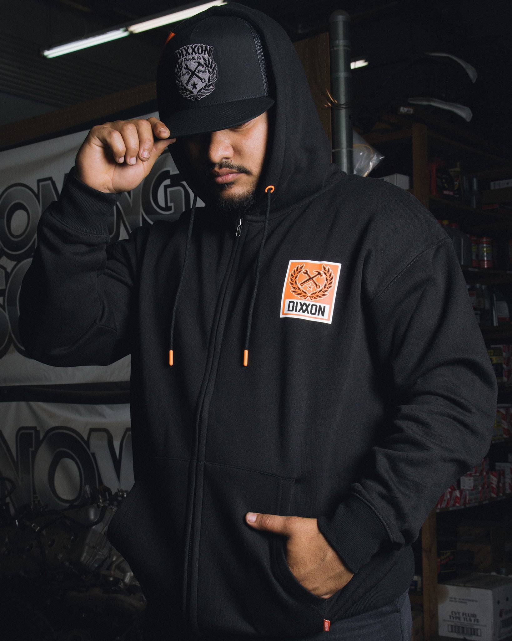 Orange Box Crest Zip Up - Black - Dixxon Flannel Co.